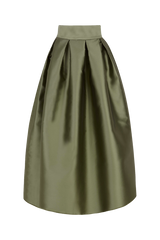 Knöchellanger 8-Fltenrock der Glam Edition aus Duchesse in Grounded Olive