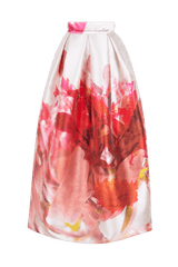 Faltenrock aus Duchesse bodenlang mit Motiv Protea aus der Art Edition