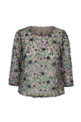 Blusen Top aus grüner und violetter Pailletten-Spitze