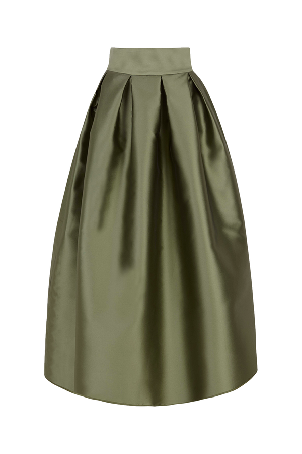 Knöchellanger 8-Fltenrock der Glam Edition aus Duchesse in Grounded Olive