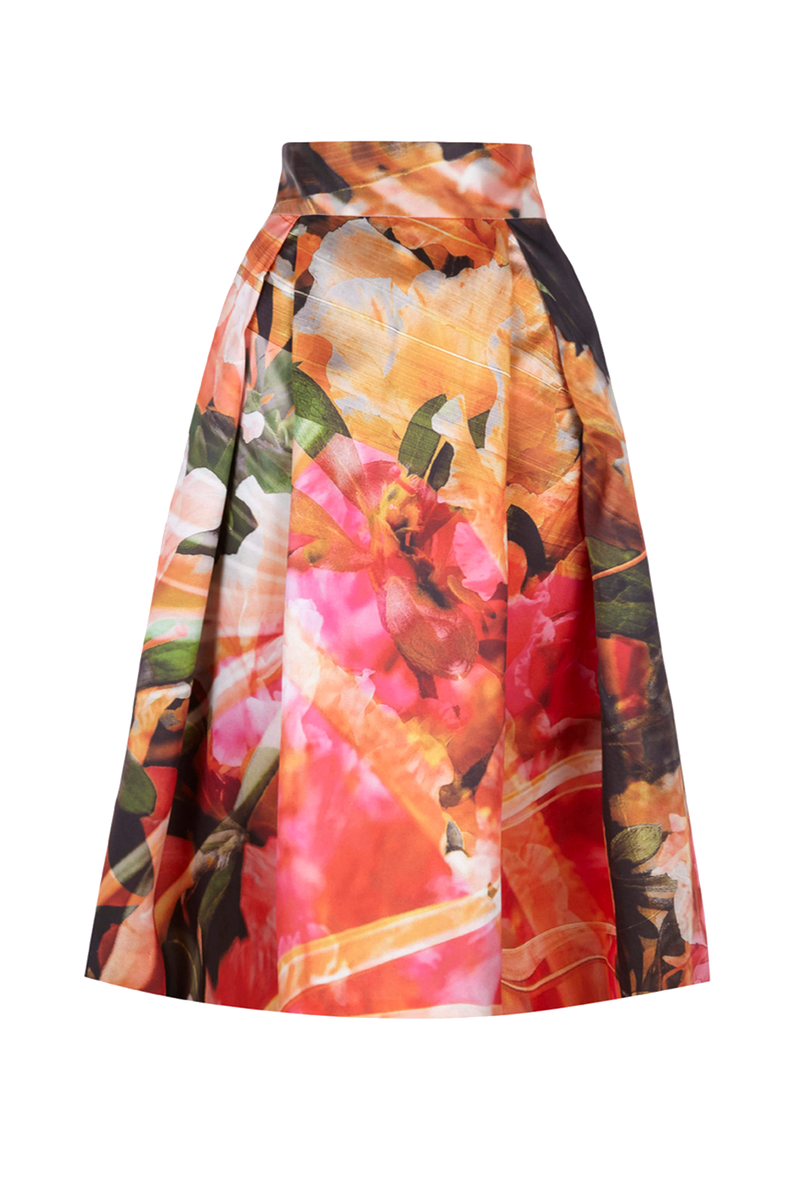 Faltenrock aus Duchesse mit Motiv Azalea aus der Art Edition