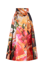 Faltenrock aus Duchesse Knöchellang mit Motiv Azalea aus der Art Edition