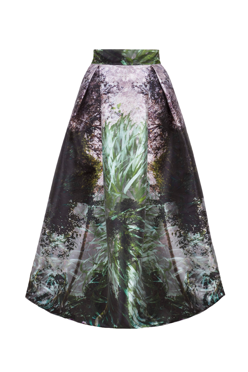 Faltenrock aus Duchesse mit Motiv Deep Green aus der Art Edition