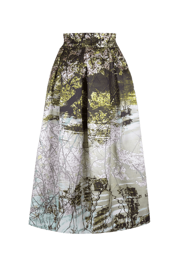 Faltenrock aus Duchesse knöchellang mit Motiv Japanese Garden aus der Art Edition