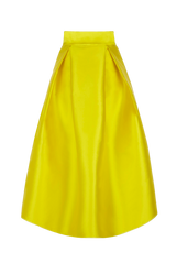 Faltenrock aus Duchesse knöchellang in Lemon