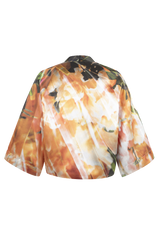 Rückenansicht wendbare kurze Jacke im Bolero Stil mit Raglan Arm in Motiv Azalea der Art Edition